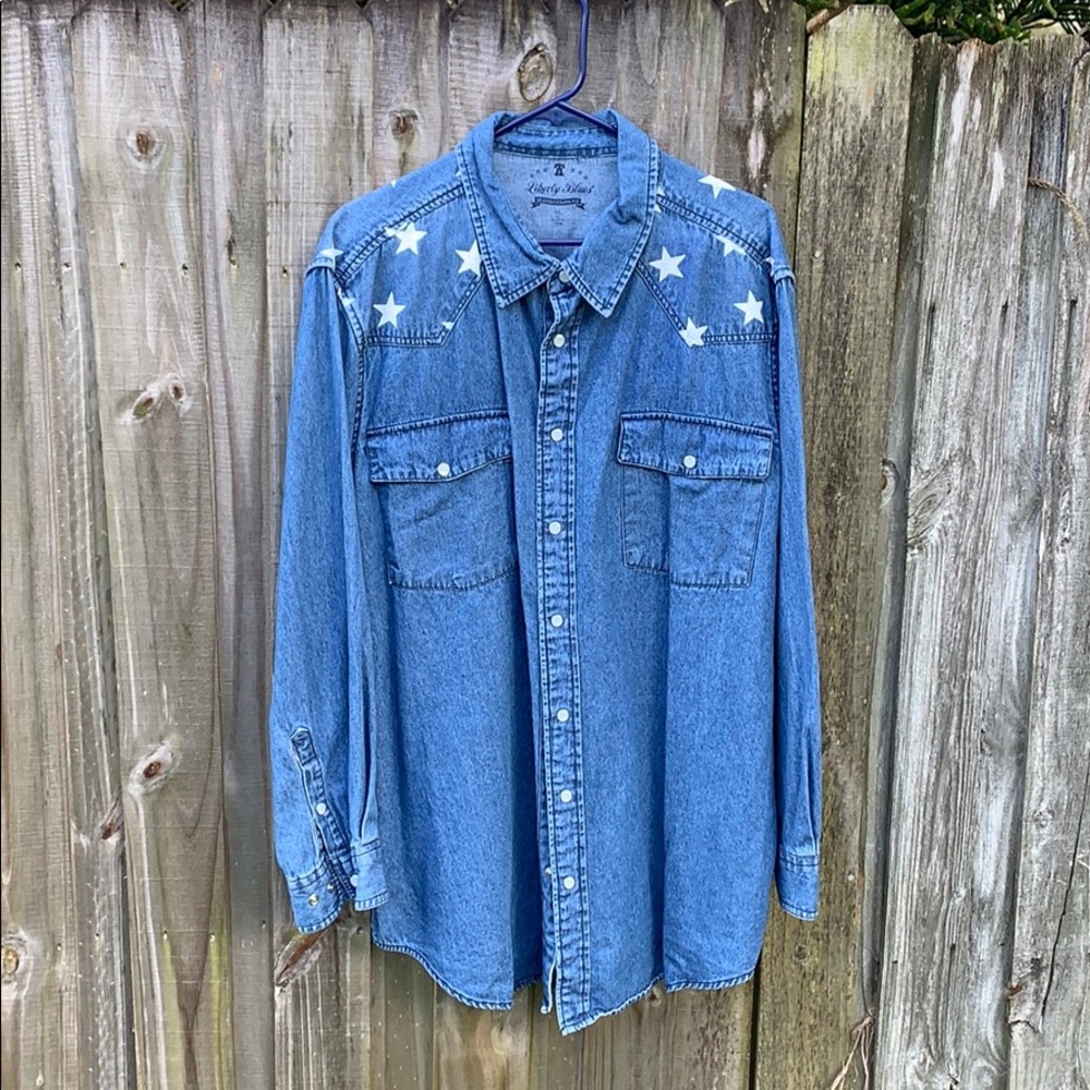 Men’s denim western shirt stars size XL